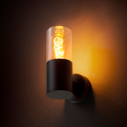 QUINN wall lamp | outdoor wall lamp with amber glass | E27 | IP54 | black | with or without light source