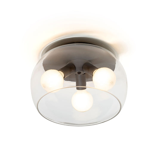 AMANDA plafondlamp | 3x E27 | glazen kap 40 cm op mat zwart | met of zonder lichtbron