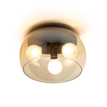 AMANDA plafondlamp | 3x E27 | glazen kap 40 cm op mat zwart | met of zonder lichtbron
