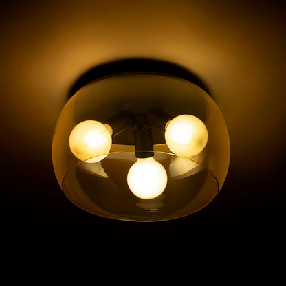 AMANDA plafondlamp | 3x E27 | glazen kap 40 cm op mat zwart | met of zonder lichtbron