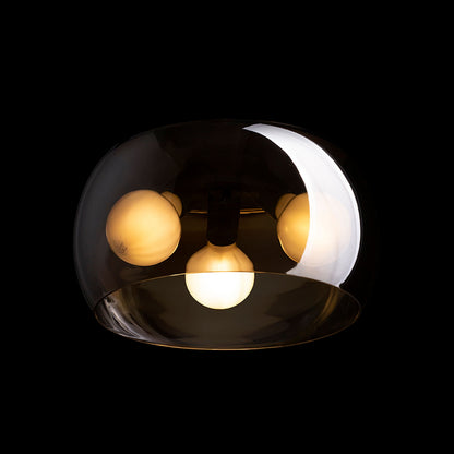 AMANDA plafondlamp | 3x E27 | glazen kap 40 cm op mat zwart | met of zonder lichtbron