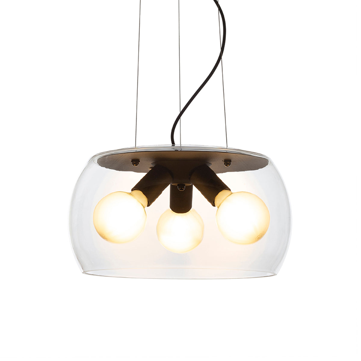 AMANDA | glazen hanglamp met 3 lampen | E27 | 40 cm | helder amber of rookglas | met of zonder lichtbron