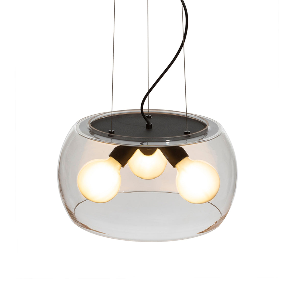 AMANDA | glazen hanglamp met 3 lampen | E27 | 40 cm | helder amber of rookglas | met of zonder lichtbron