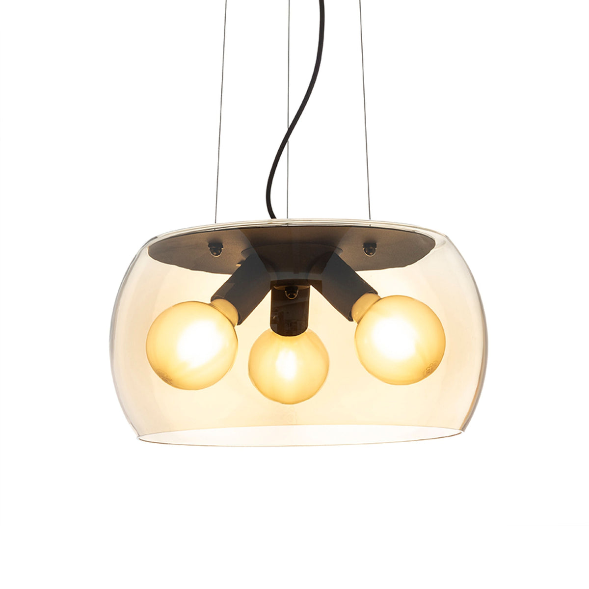 AMANDA | glazen hanglamp met 3 lampen | E27 | 40 cm | helder amber of rookglas | met of zonder lichtbron