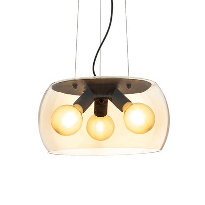 AMANDA | glazen hanglamp met 3 lampen | E27 | 40 cm | helder amber of rookglas | met of zonder lichtbron