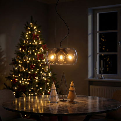 AMANDA | glazen hanglamp met 3 lampen | E27 | 40 cm | helder amber of rookglas | met of zonder lichtbron