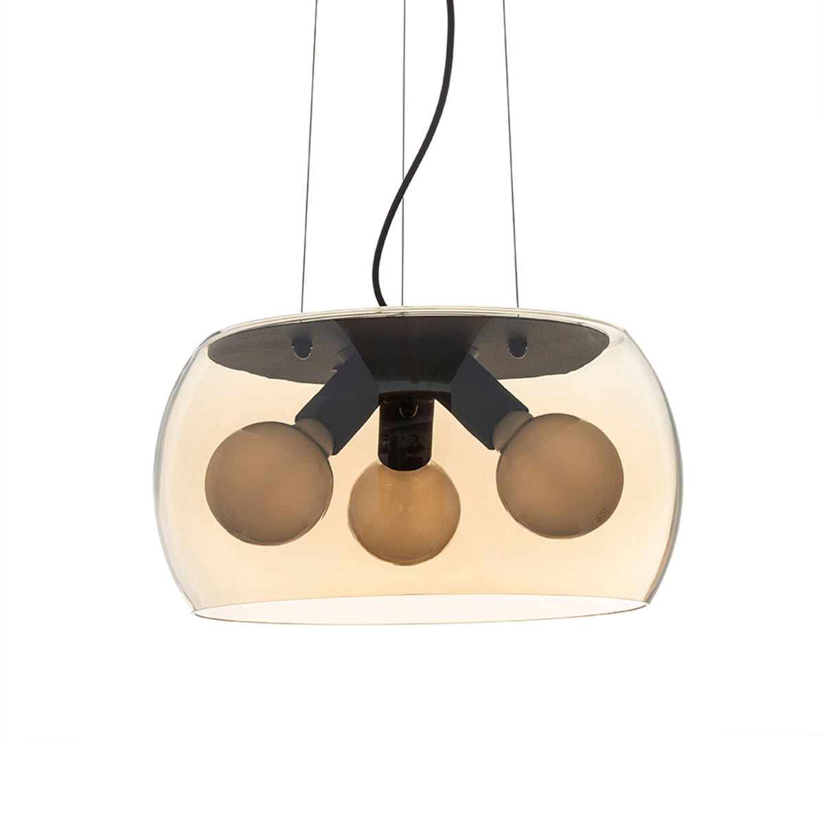 AMANDA | glazen hanglamp met 3 lampen | E27 | 40 cm | helder amber of rookglas | met of zonder lichtbron