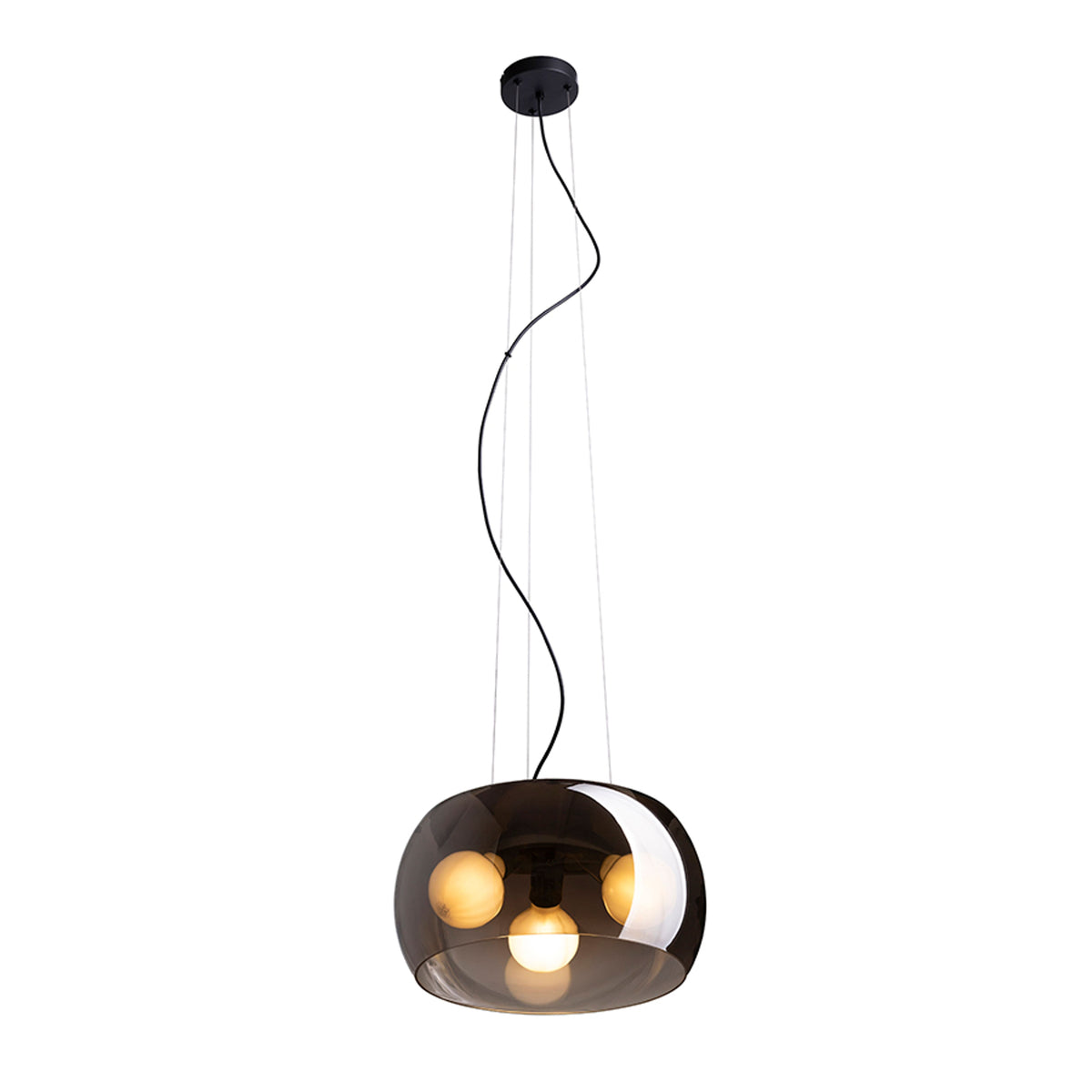 AMANDA | glazen hanglamp met 3 lampen | E27 | 40 cm | helder amber of rookglas | met of zonder lichtbron