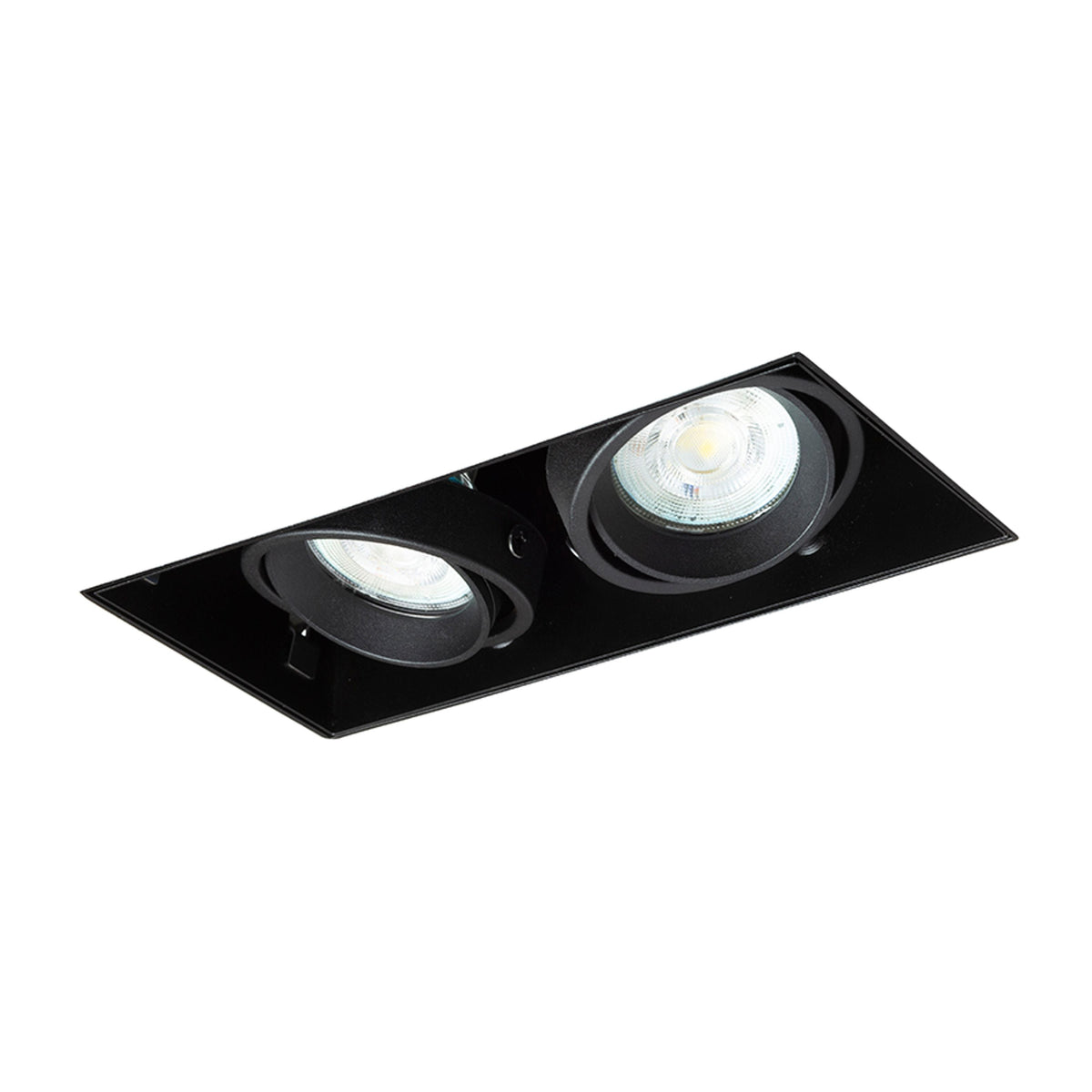 ELECTRA II | doble foco cardánico empotrable trimless | 2x GU10 | negro | con o sin fuente de luz
