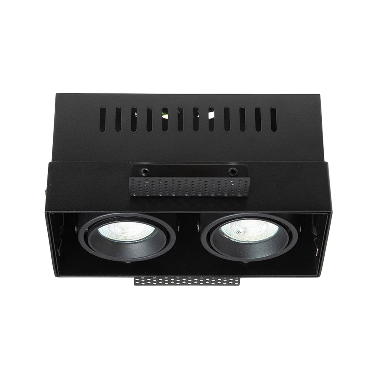 ELECTRA II | doble foco cardánico empotrable trimless | 2x GU10 | negro | con o sin fuente de luz