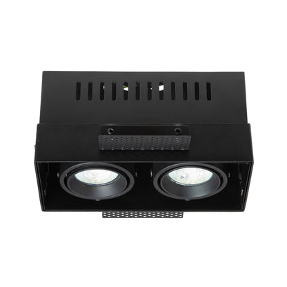 ELECTRA II | doble foco cardánico empotrable trimless | 2x GU10 | negro | con o sin fuente de luz
