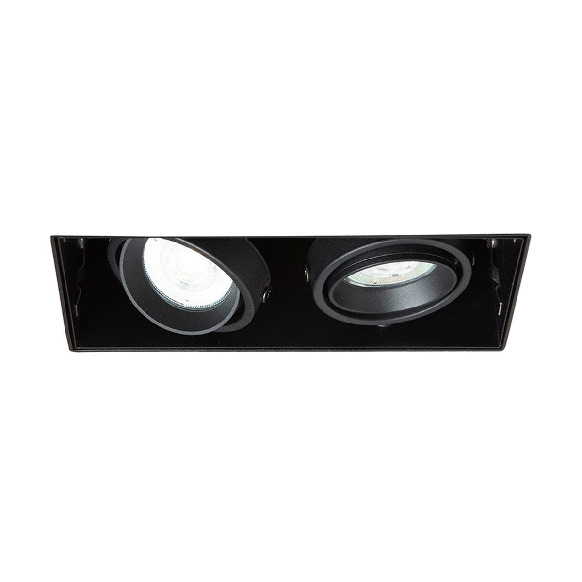 ELECTRA II | doble foco cardánico empotrable trimless | 2x GU10 | negro | con o sin fuente de luz