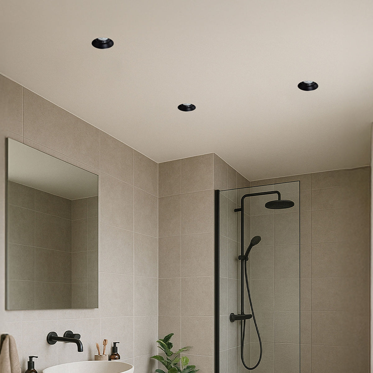 IPSO R IP65 | trimless recessed bathroom spotlight | GU10 | black | with or without light source