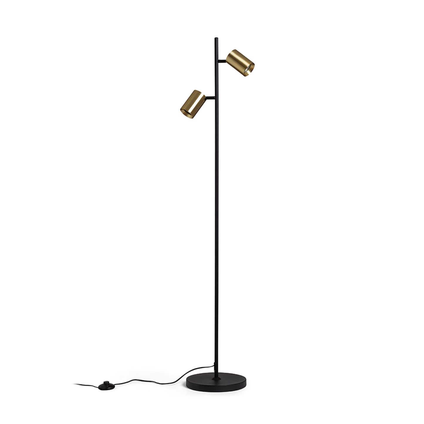 FLYNN II vloerlamp zwart messing 2x GU10