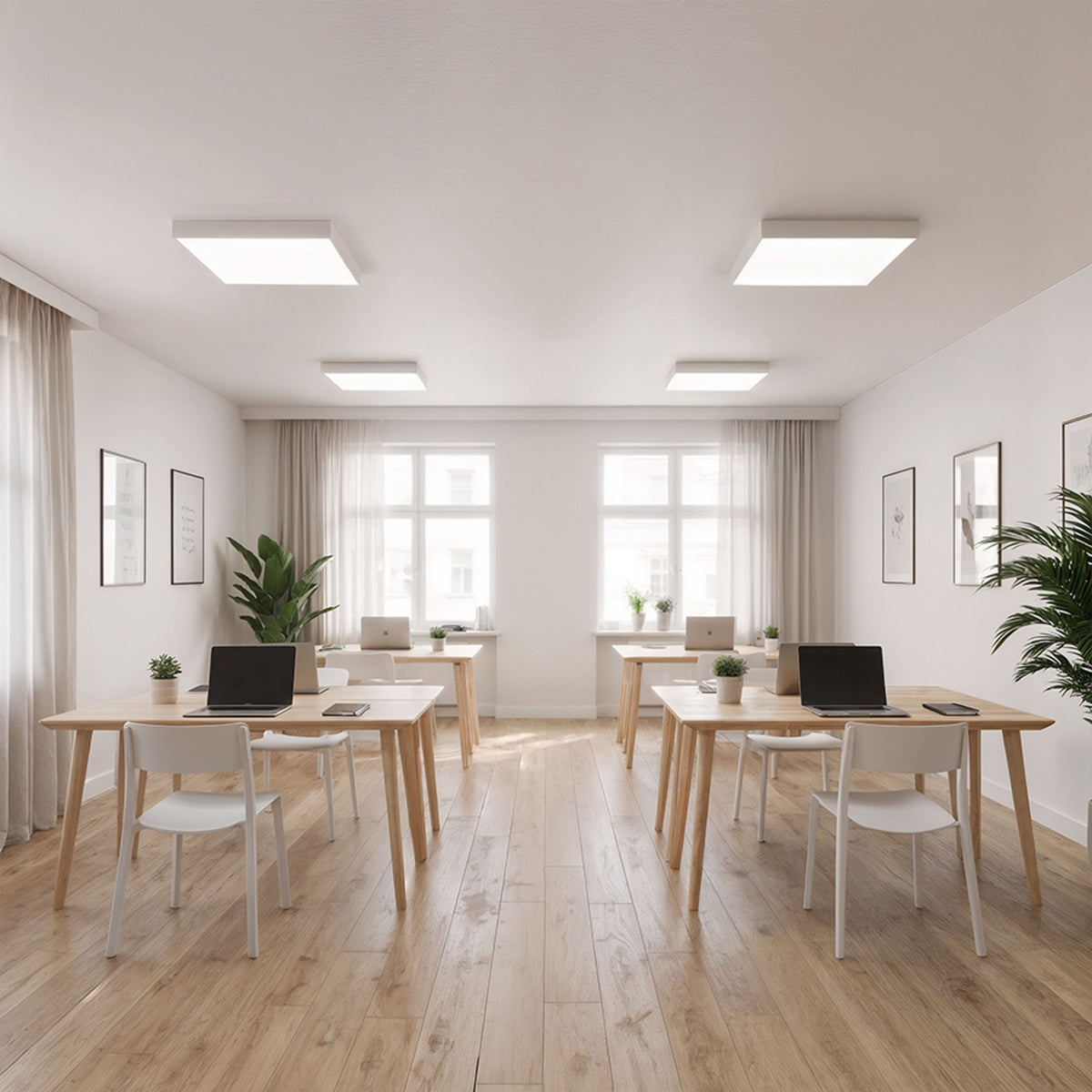 LARISA SQ 60 3CCT DIMM | lámpara de techo cuadrada grande | 100W 7500lm | 3 colores de luz y regulable | 60 x 60 cm