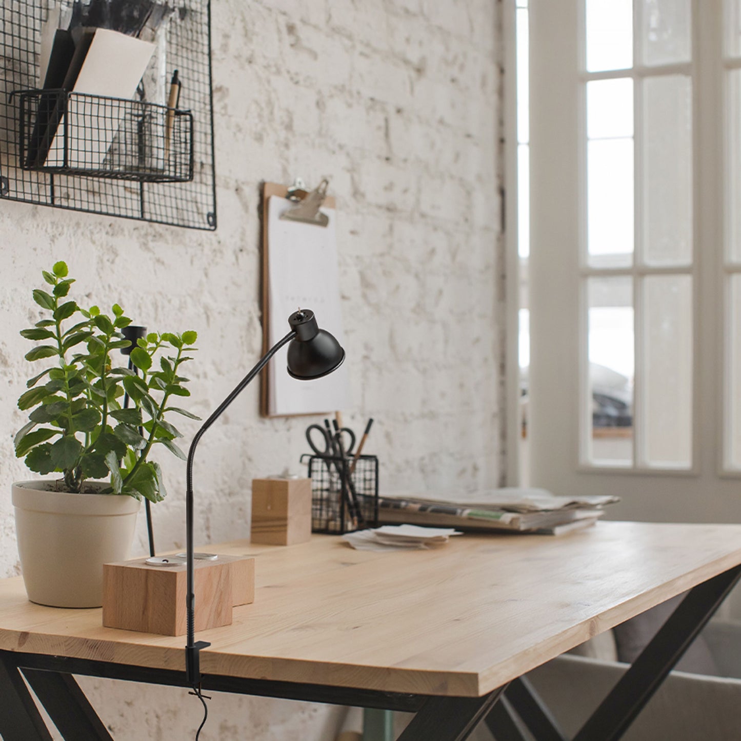 HARMONY | GU10 klemlamp voor bureau | max 8W | 52 cm | zwart