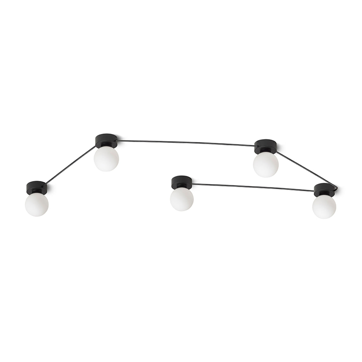 VELA | fila di 5 faretti da soffitto in vetro | 5x G9 | neri con vetro opalino | con o senza lampadina