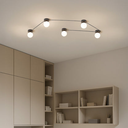 VELA | fila di 5 faretti da soffitto in vetro | 5x G9 | neri con vetro opalino | con o senza lampadina