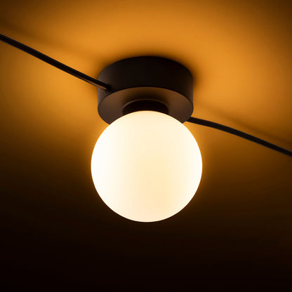 VELA | fila di 5 faretti da soffitto in vetro | 5x G9 | neri con vetro opalino | con o senza lampadina