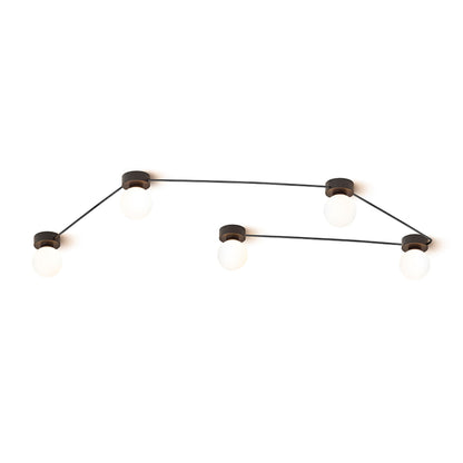 VELA | fila di 5 faretti da soffitto in vetro | 5x G9 | neri con vetro opalino | con o senza lampadina