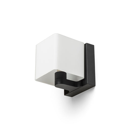 PHILLY | vierkante wandlamp met opaalglazen kap | G9 | zwart | met of zonder lichtbron