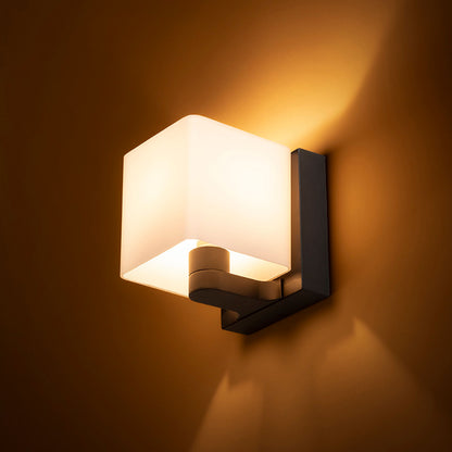PHILLY | square wall lamp with opal glass shade | G9 | black | with or without light source