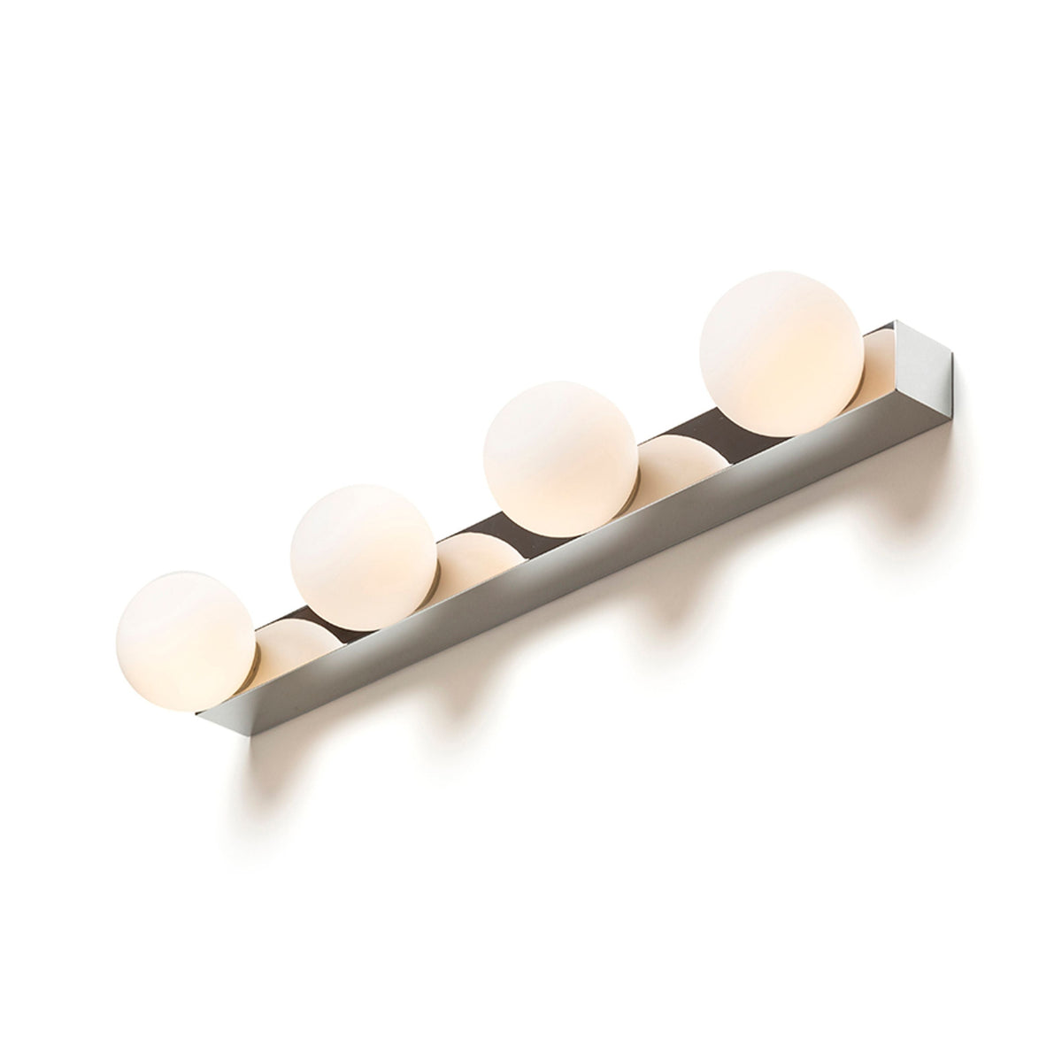 DOMINO IV | lámpara de pared para baño con 4 pantallas de vidrio opalino | G9 | IP44 cromo | con o sin fuente de luz