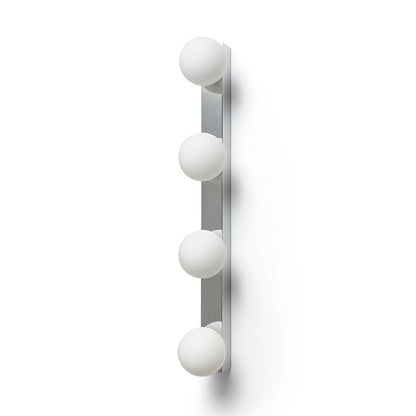 DOMINO IV | lámpara de pared para baño con 4 pantallas de vidrio opalino | G9 | IP44 cromo | con o sin fuente de luz