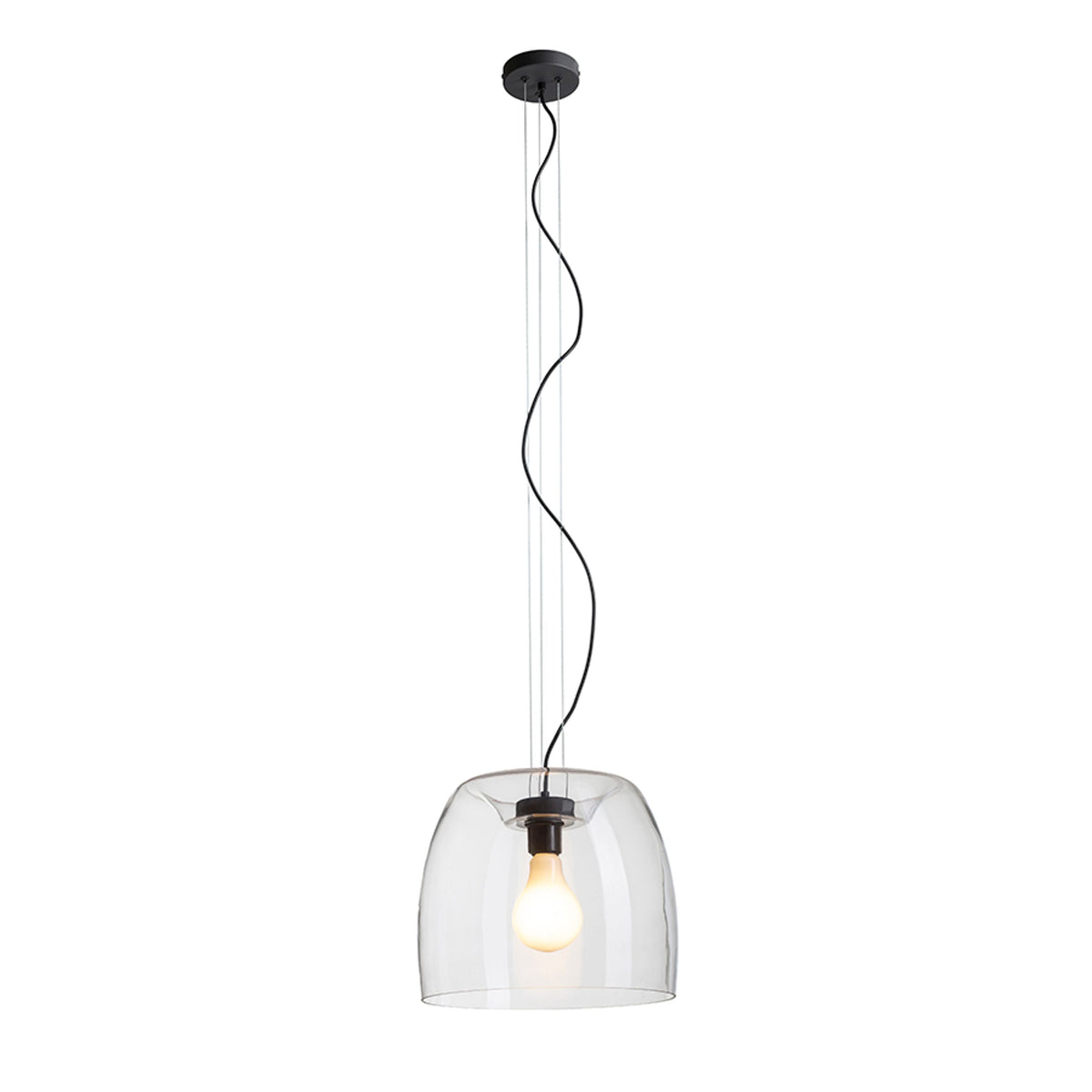 ORLANDO | designpendellampe i glass 35 cm | E27 | røykglass eller klart glass med svart | med eller uten lyskilde