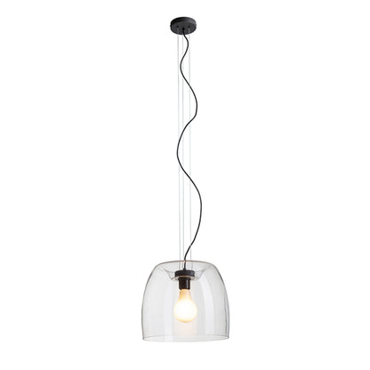 ORLANDO | designpendellampe i glass 35 cm | E27 | røykglass eller klart glass med svart | med eller uten lyskilde