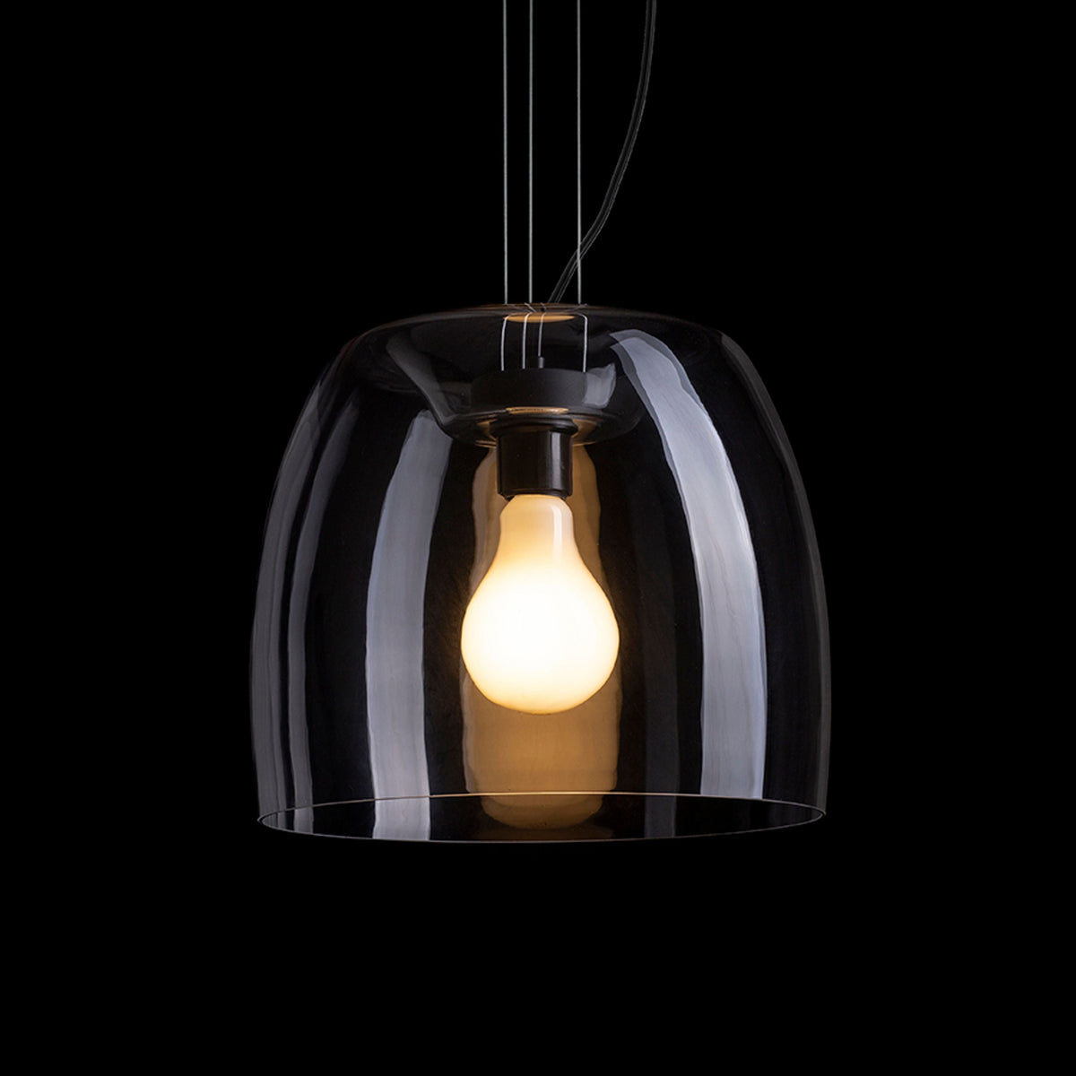 ORLANDO | designpendellampe i glass 35 cm | E27 | røykglass eller klart glass med svart | med eller uten lyskilde