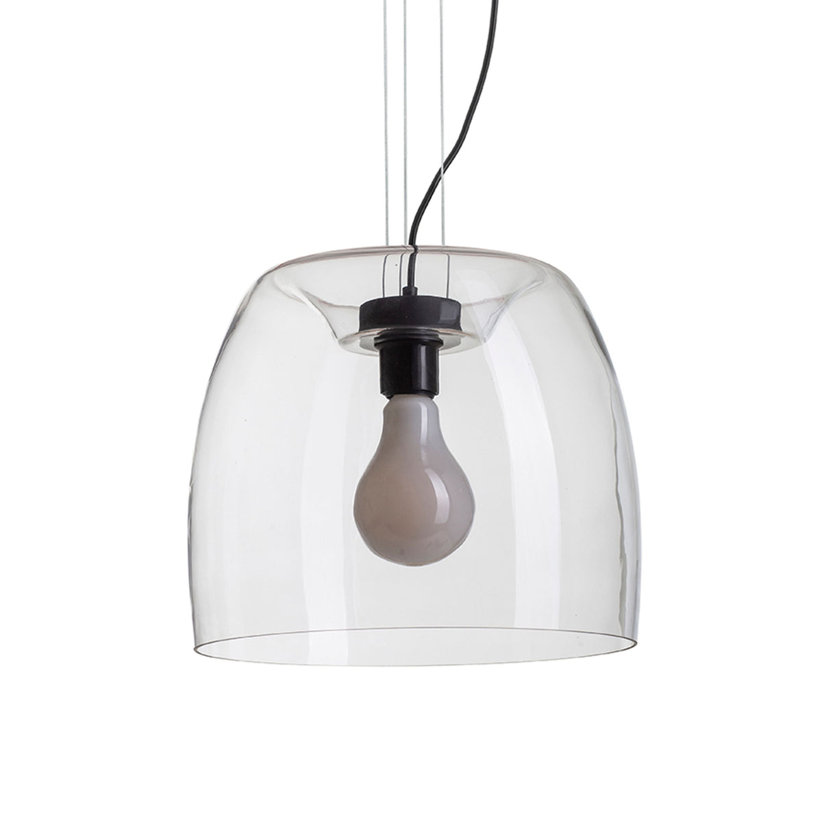 ORLANDO | designpendellampe i glass 35 cm | E27 | røykglass eller klart glass med svart | med eller uten lyskilde