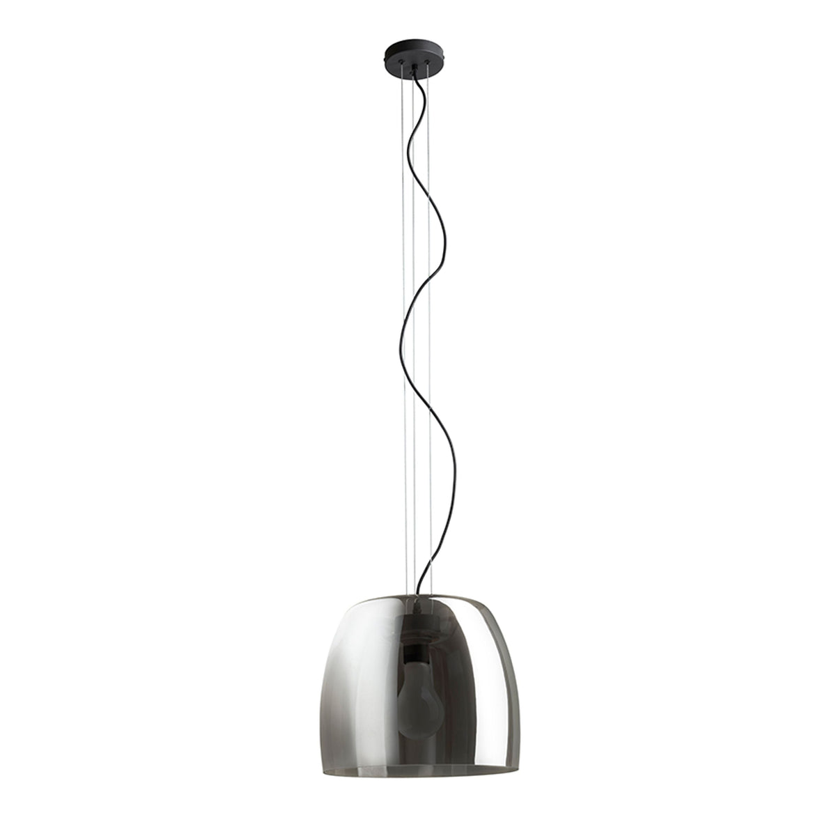 ORLANDO | designpendellampe i glass 35 cm | E27 | røykglass eller klart glass med svart | med eller uten lyskilde