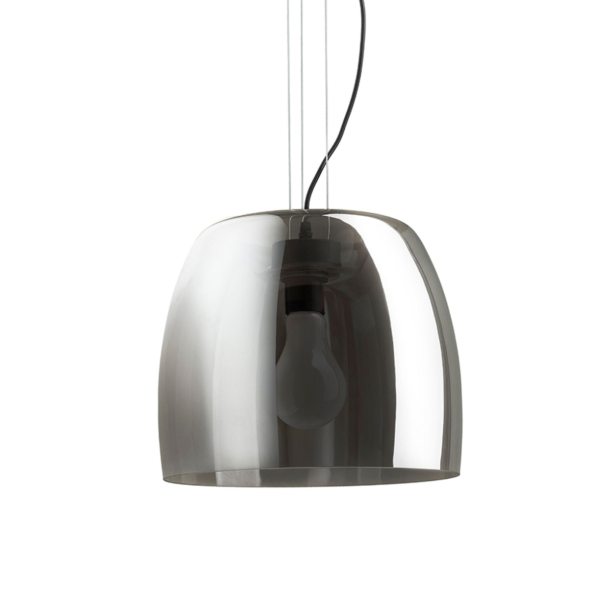 ORLANDO | designpendellampe i glass 35 cm | E27 | røykglass eller klart glass med svart | med eller uten lyskilde
