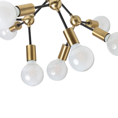 ARTEMIA plafondlamp | 9x E27 | zwart met geborsteld messing 56 cm | met of zonder lichtbron