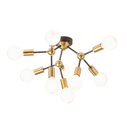 ARTEMIA plafondlamp | 9x E27 | zwart met geborsteld messing 56 cm | met of zonder lichtbron