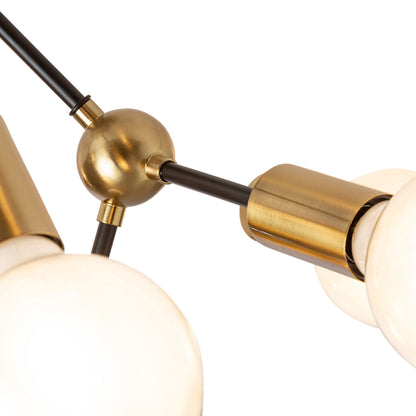 ARTEMIA plafondlamp | 9x E27 | zwart met geborsteld messing 56 cm | met of zonder lichtbron