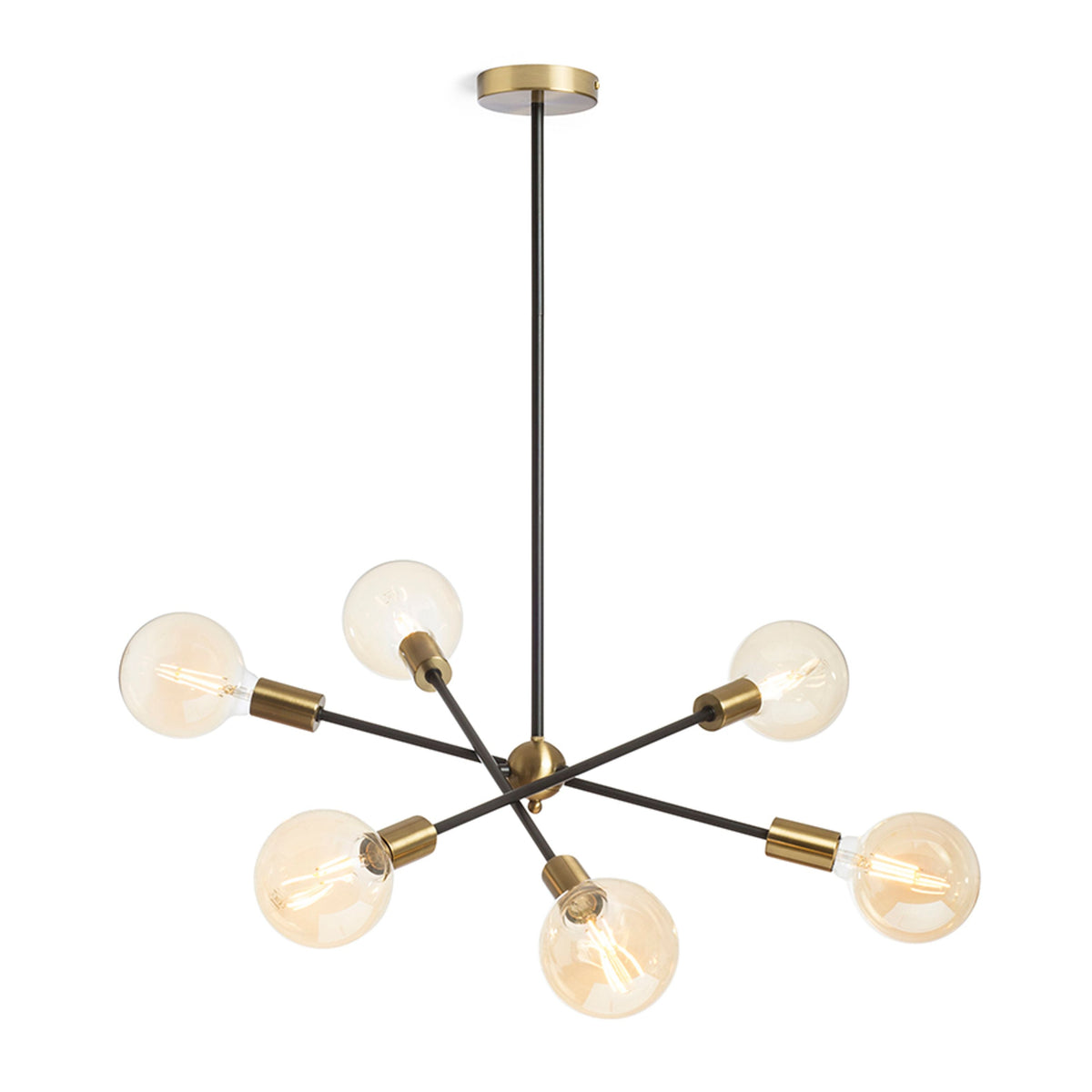 ARTEMIA 6 on bar | designer pendant light with 6 lamps | E27 | black with brass | with or without light source
