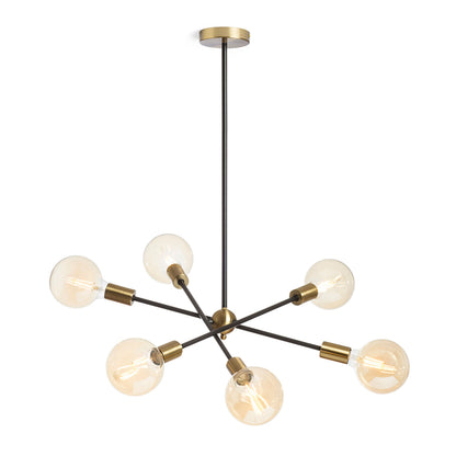 ARTEMIA 6 on bar | designer pendant light with 6 lamps | E27 | black with brass | with or without light source
