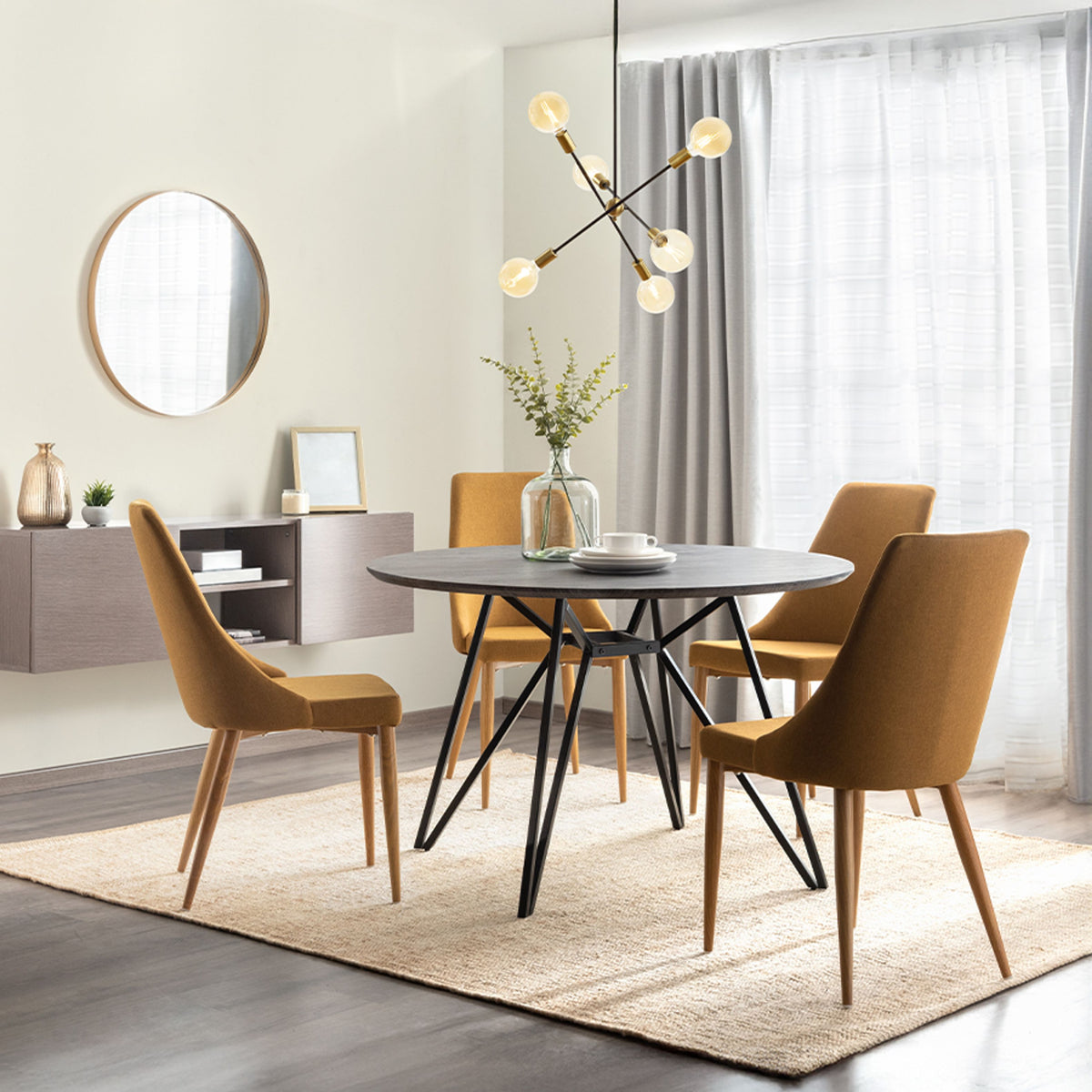 ARTEMIA 6 on bar | designer pendant light with 6 lamps | E27 | black with brass | with or without light source