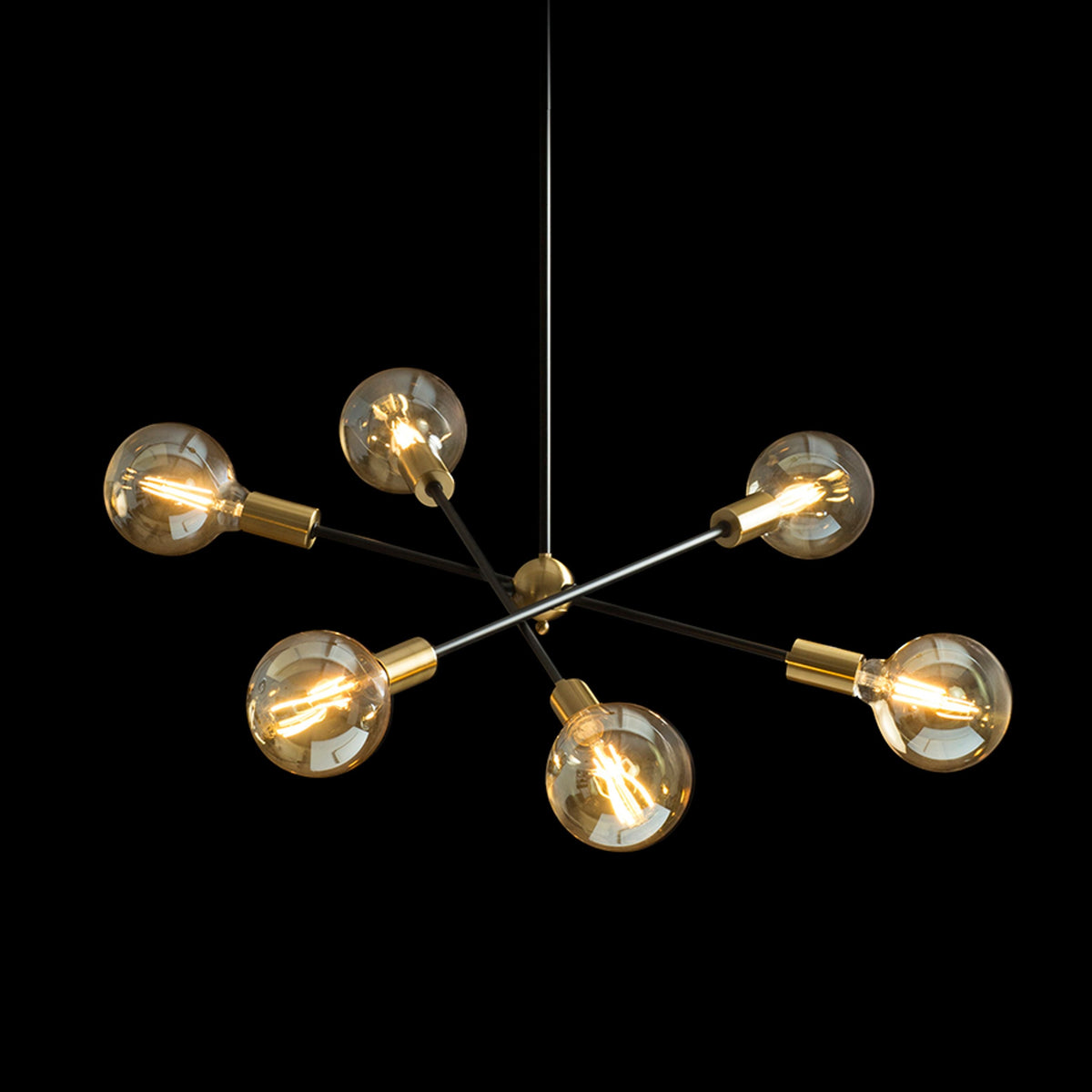 ARTEMIA 6 on bar | designer pendant light with 6 lamps | E27 | black with brass | with or without light source