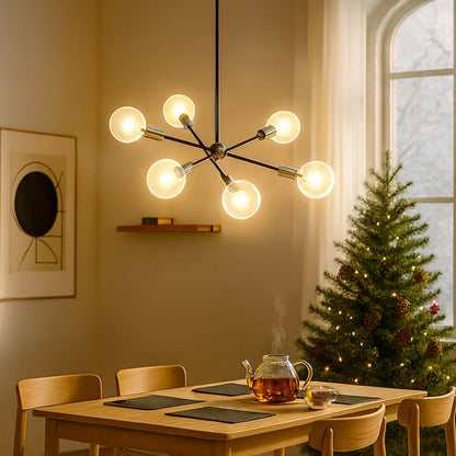 ARTEMIA 6 on bar | designer pendant light with 6 lamps | E27 | black with brass | with or without light source