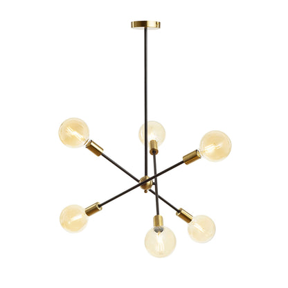ARTEMIA 6 on bar | designer pendant light with 6 lamps | E27 | black with brass | with or without light source
