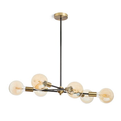 ARTEMIA 6 on bar | designer pendant light with 6 lamps | E27 | black with brass | with or without light source