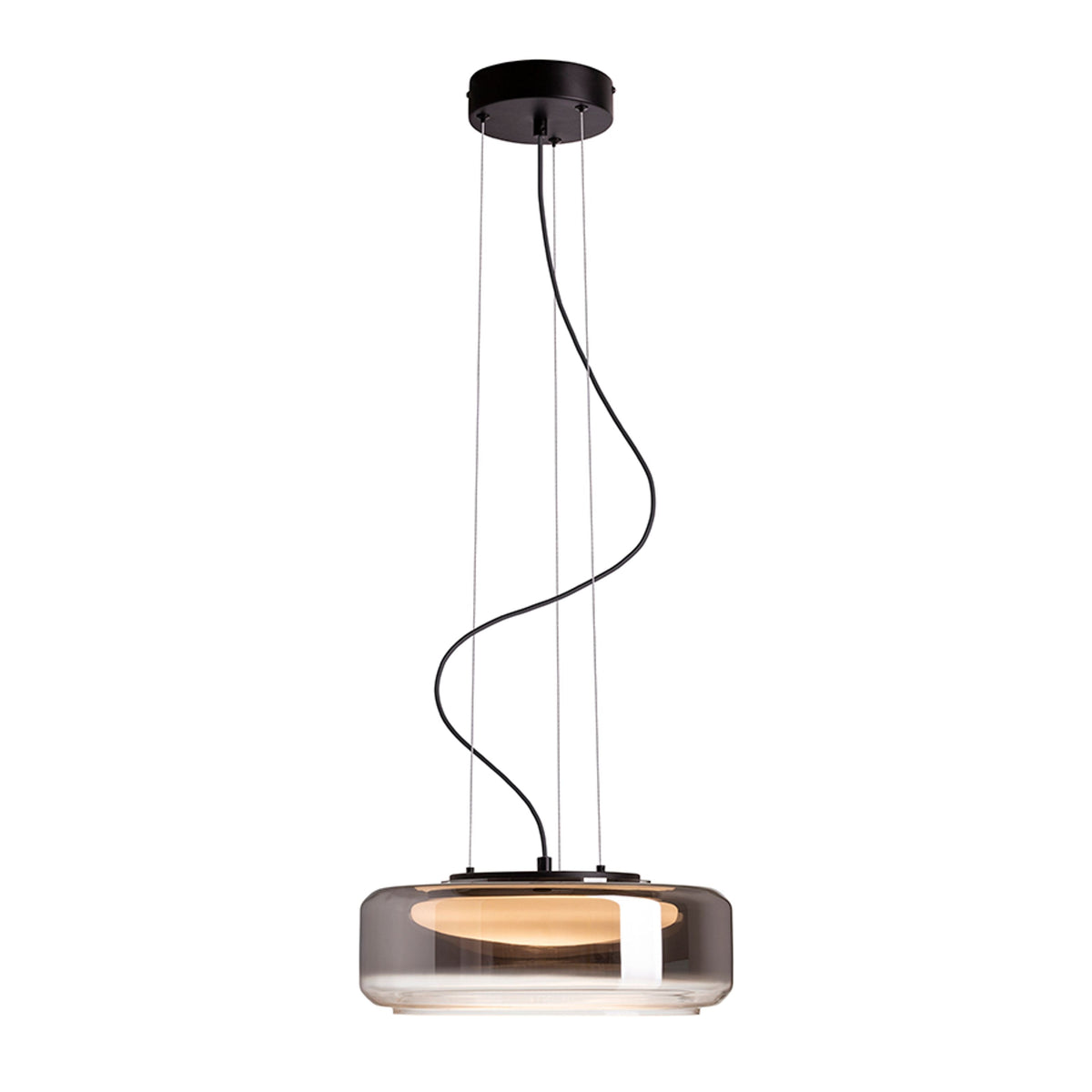 NAOMI 35 | design LED-hengelampe med dobbel glasskjerm | 18 W 3000 K | røykglass