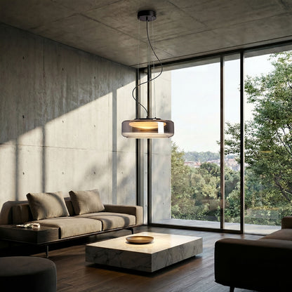 NAOMI 35 | design LED-hengelampe med dobbel glasskjerm | 18 W 3000 K | røykglass