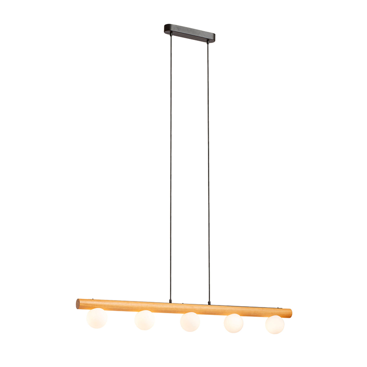 NOCTIS | hanglamp | 5x G9 | hout met opaalglazen bollen | met of zonder lichtbron