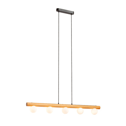 NOCTIS | hanglamp | 5x G9 | hout met opaalglazen bollen | met of zonder lichtbron