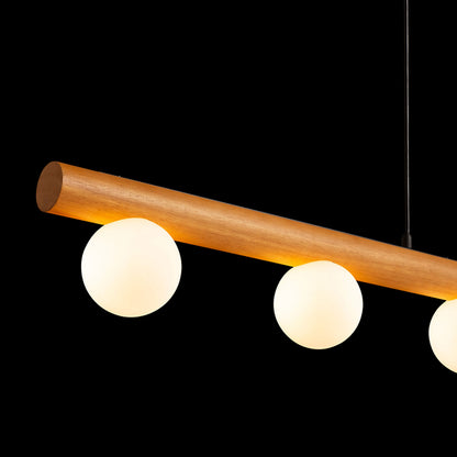 NOCTIS | hanglamp | 5x G9 | hout met opaalglazen bollen | met of zonder lichtbron