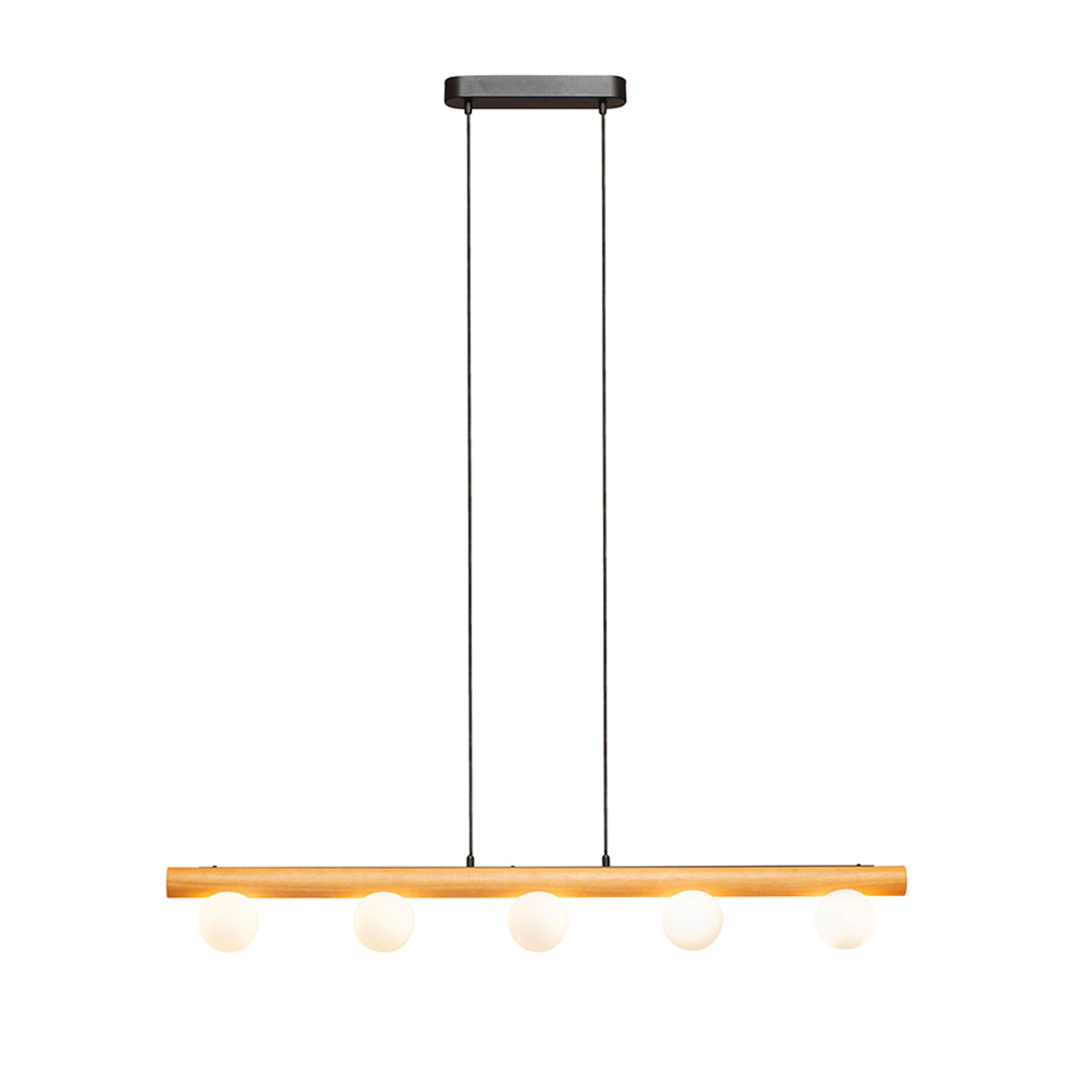 NOCTIS | hanglamp | 5x G9 | hout met opaalglazen bollen | met of zonder lichtbron